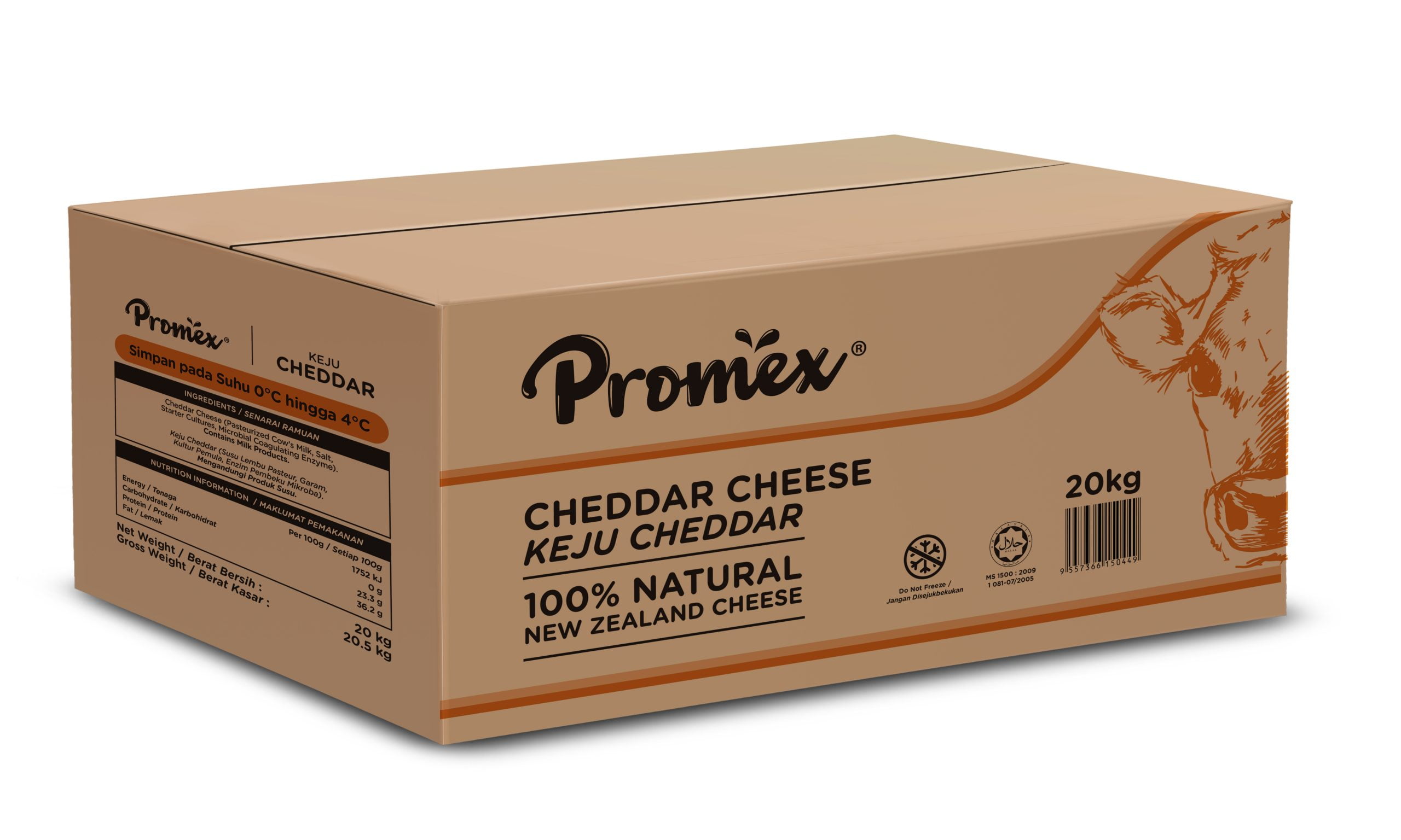 Promex Cheddar Cheese 20kg Carton